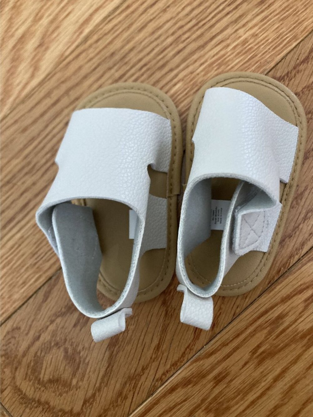 First Steps Baby Faux Leather Sandals With Soft Sole White & Beige Lightweight &